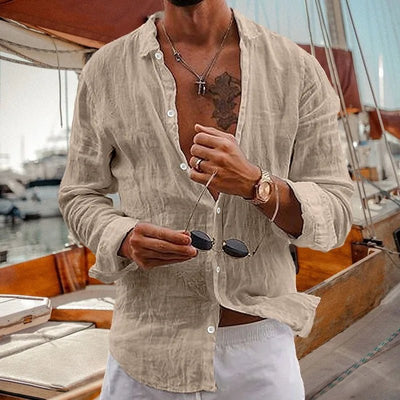 POWQUE URBAN STYLE Men's Striped Cotton Casual Shirt - POWQUE URBAN STYLE