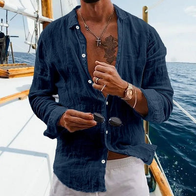 POWQUE URBAN STYLE Men's Striped Cotton Casual Shirt - POWQUE URBAN STYLE