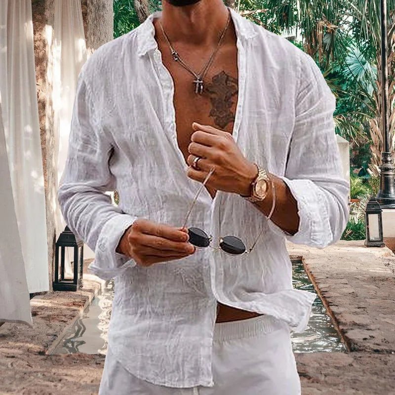 POWQUE URBAN STYLE Men's Striped Cotton Casual Shirt - POWQUE URBAN STYLE