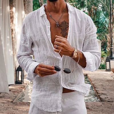 POWQUE URBAN STYLE Men's Striped Cotton Casual Shirt - POWQUE URBAN STYLE