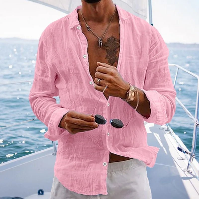 POWQUE URBAN STYLE Men's Striped Cotton Casual Shirt - POWQUE URBAN STYLE