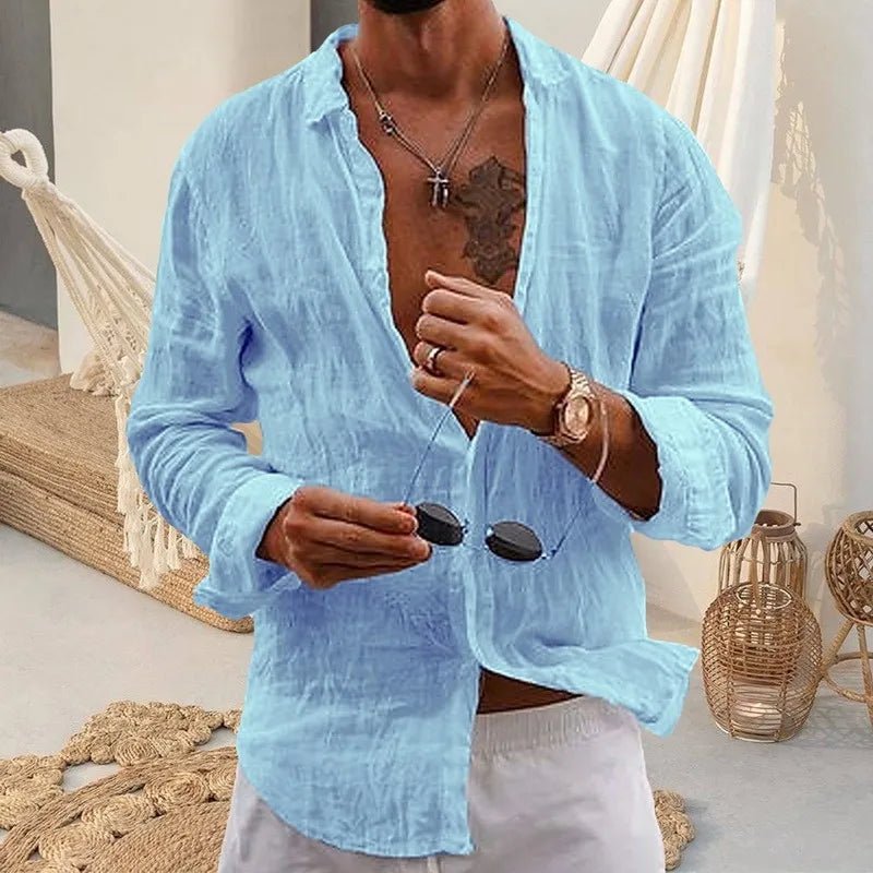 POWQUE URBAN STYLE Men's Striped Cotton Casual Shirt - POWQUE URBAN STYLE