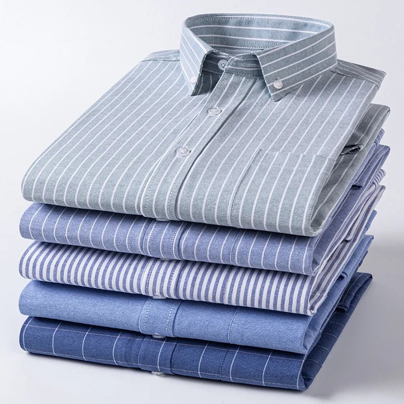 POWQUE URBAN STYLE Men's Striped Oxford Shirt - POWQUE URBAN STYLE