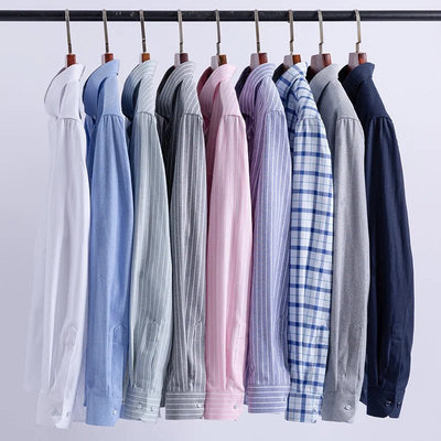 POWQUE URBAN STYLE Men's Striped Oxford Shirt - POWQUE URBAN STYLE