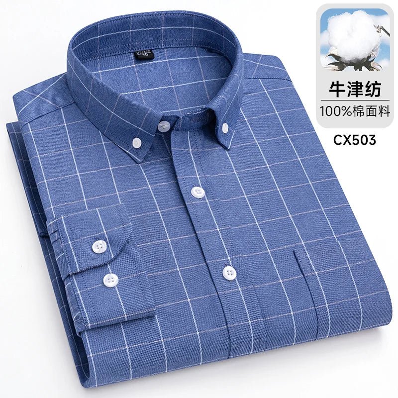 POWQUE URBAN STYLE Men's Striped Oxford Shirt - POWQUE URBAN STYLE