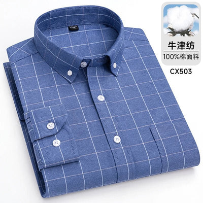 POWQUE URBAN STYLE Men's Striped Oxford Shirt - POWQUE URBAN STYLE