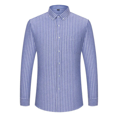 POWQUE URBAN STYLE Men's Striped Oxford Shirt - POWQUE URBAN STYLE