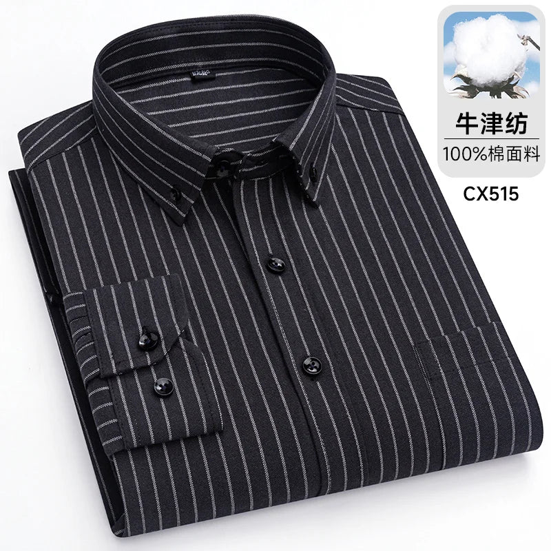 POWQUE URBAN STYLE Men's Striped Oxford Shirt - POWQUE URBAN STYLE