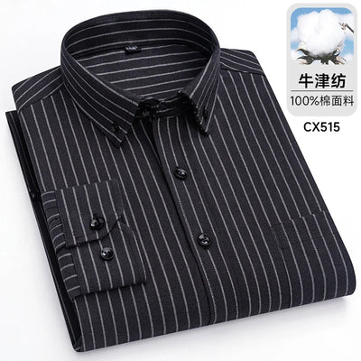 POWQUE URBAN STYLE Men's Striped Oxford Shirt - POWQUE URBAN STYLE