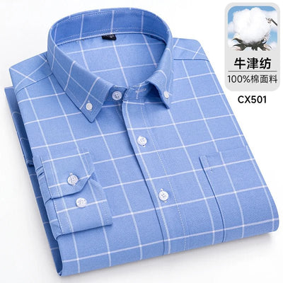 POWQUE URBAN STYLE Men's Striped Oxford Shirt - POWQUE URBAN STYLE