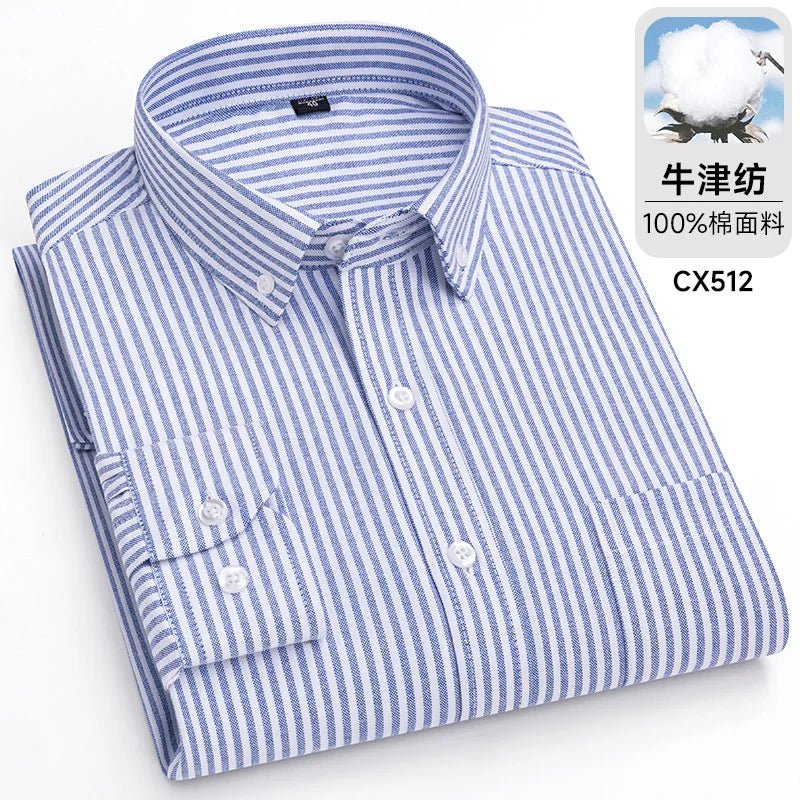POWQUE URBAN STYLE Men's Striped Oxford Shirt - POWQUE URBAN STYLE
