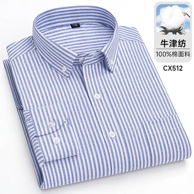 POWQUE URBAN STYLE Men's Striped Oxford Shirt - POWQUE URBAN STYLE