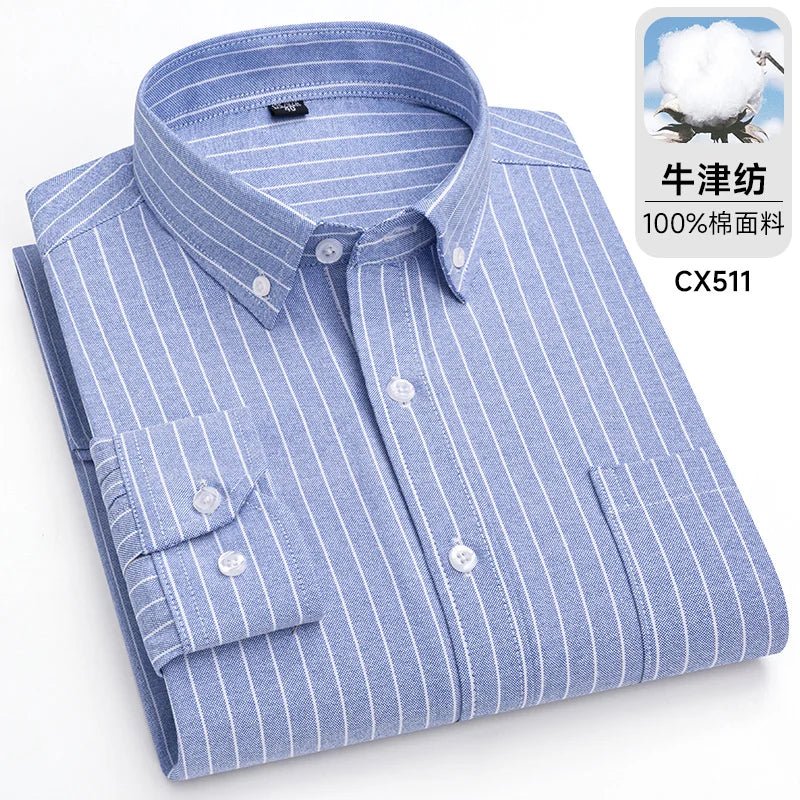 POWQUE URBAN STYLE Men's Striped Oxford Shirt - POWQUE URBAN STYLE