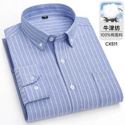 POWQUE URBAN STYLE Men's Striped Oxford Shirt - POWQUE URBAN STYLE