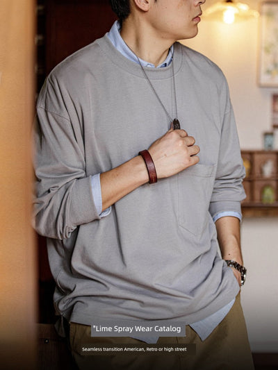 POWQUE URBAN STYLE Men's Urban Cotton Long Sleeve Shirt - POWQUE URBAN STYLE