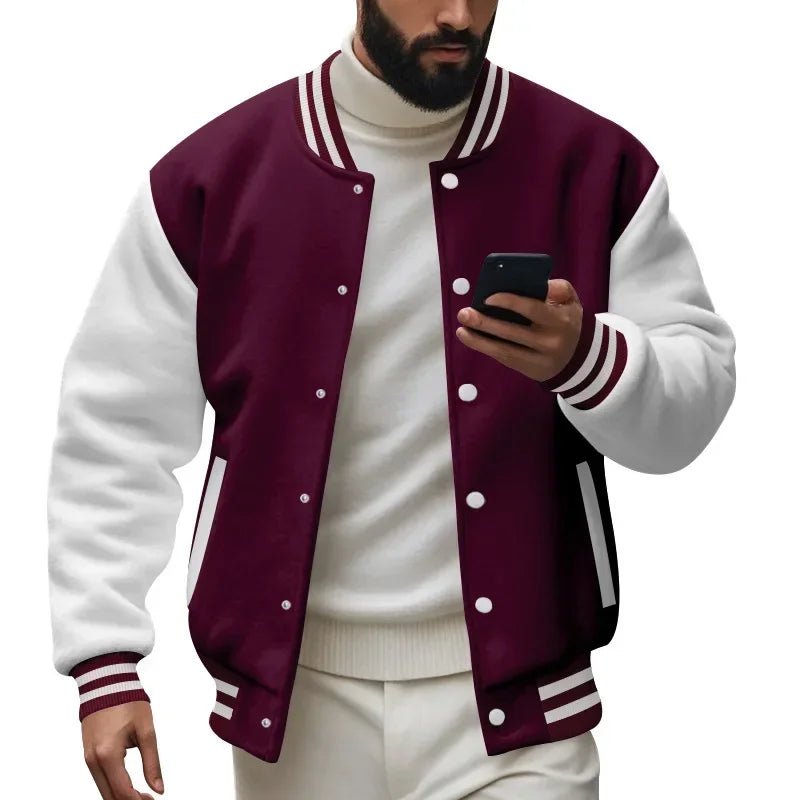 POWQUE URBAN STYLE Men's Velvet Flight Jacket Black/White - POWQUE URBAN STYLE