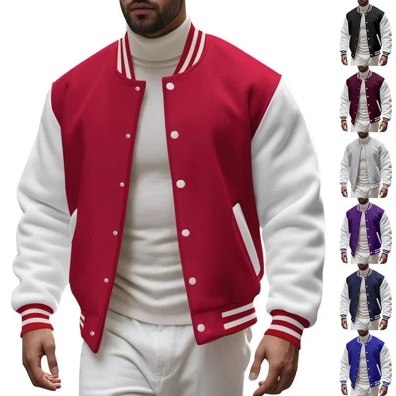POWQUE URBAN STYLE Men's Velvet Flight Jacket Black/White - POWQUE URBAN STYLE