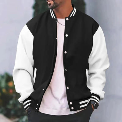 POWQUE URBAN STYLE Men's Velvet Flight Jacket Black/White - POWQUE URBAN STYLE