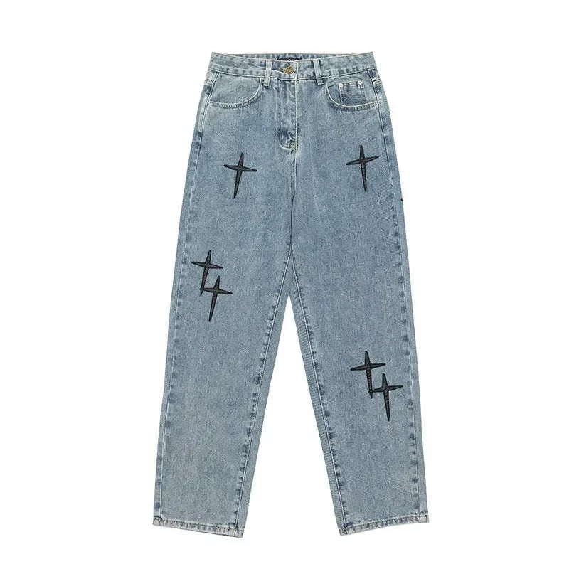 POWQUE URBAN STYLE Men's Wide Leg Cargo Pants Denim - POWQUE URBAN STYLE