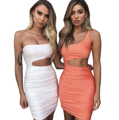 POWQUE URBAN STYLE One Shoulder Mini Dress - Trendy Cutout - POWQUE URBAN STYLE