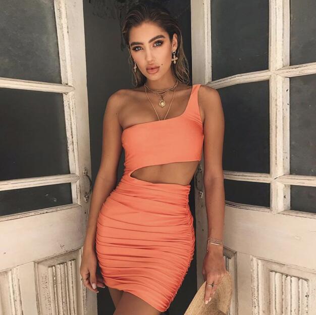 POWQUE URBAN STYLE One Shoulder Mini Dress - Trendy Cutout - POWQUE URBAN STYLE