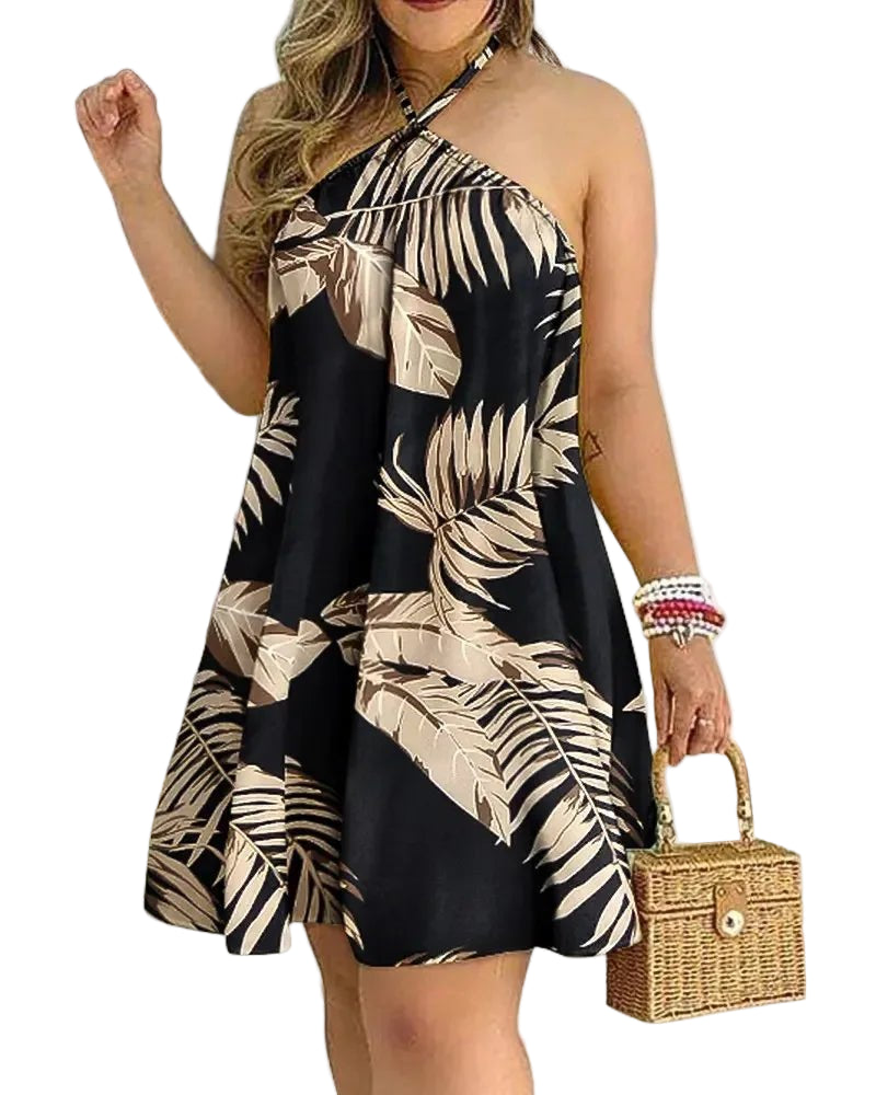 POWQUE URBAN STYLE Plus Size Floral Summer Dress - POWQUE URBAN STYLE