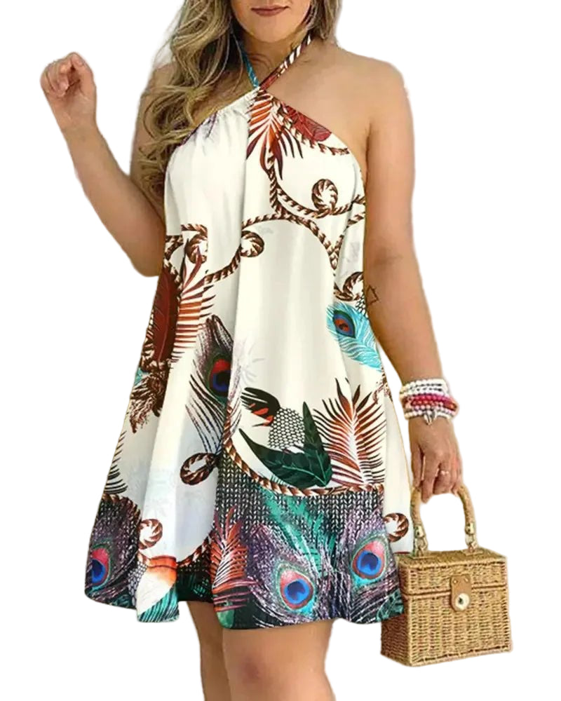 POWQUE URBAN STYLE Plus Size Floral Summer Dress - POWQUE URBAN STYLE