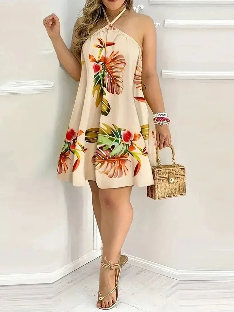 POWQUE URBAN STYLE Plus Size Floral Summer Dress - POWQUE URBAN STYLE