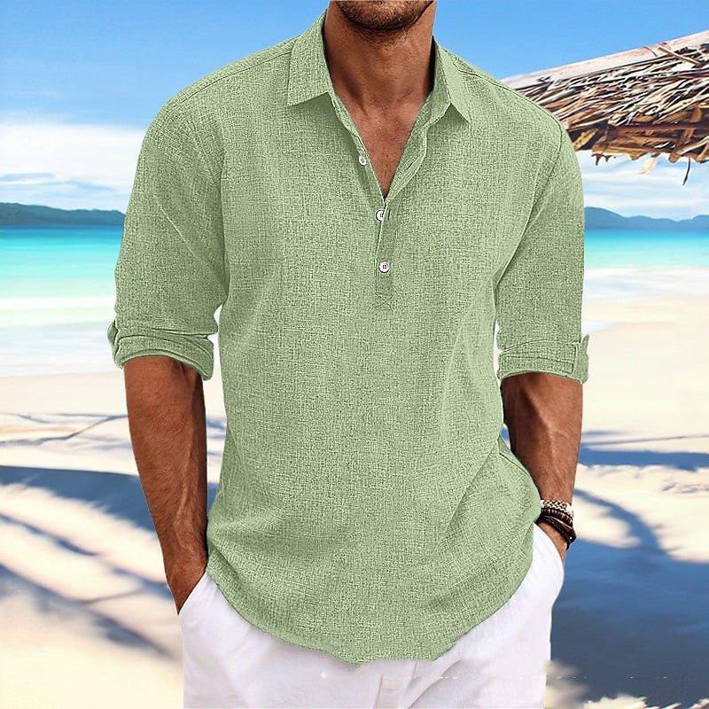 POWQUE URBAN STYLE Plus Size Hemp Shirt for Men - POWQUE URBAN STYLE
