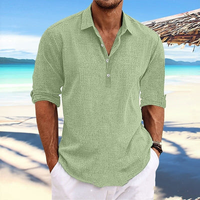 POWQUE URBAN STYLE Plus Size Hemp Shirt for Men - POWQUE URBAN STYLE
