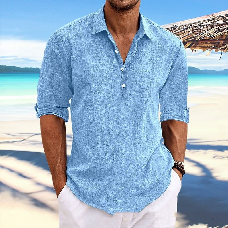 POWQUE URBAN STYLE Plus Size Hemp Shirt for Men - POWQUE URBAN STYLE