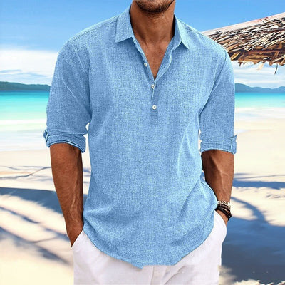 POWQUE URBAN STYLE Plus Size Hemp Shirt for Men - POWQUE URBAN STYLE
