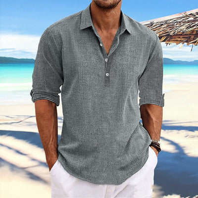 POWQUE URBAN STYLE Plus Size Hemp Shirt for Men - POWQUE URBAN STYLE