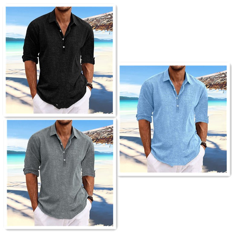 POWQUE URBAN STYLE Plus Size Hemp Shirt for Men - POWQUE URBAN STYLE