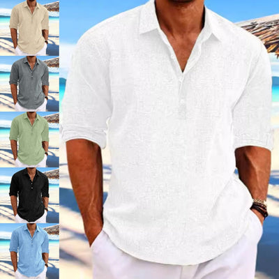POWQUE URBAN STYLE Plus Size Hemp Shirt for Men - POWQUE URBAN STYLE