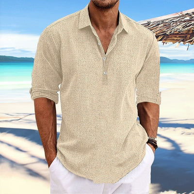 POWQUE URBAN STYLE Plus Size Hemp Shirt for Men - POWQUE URBAN STYLE