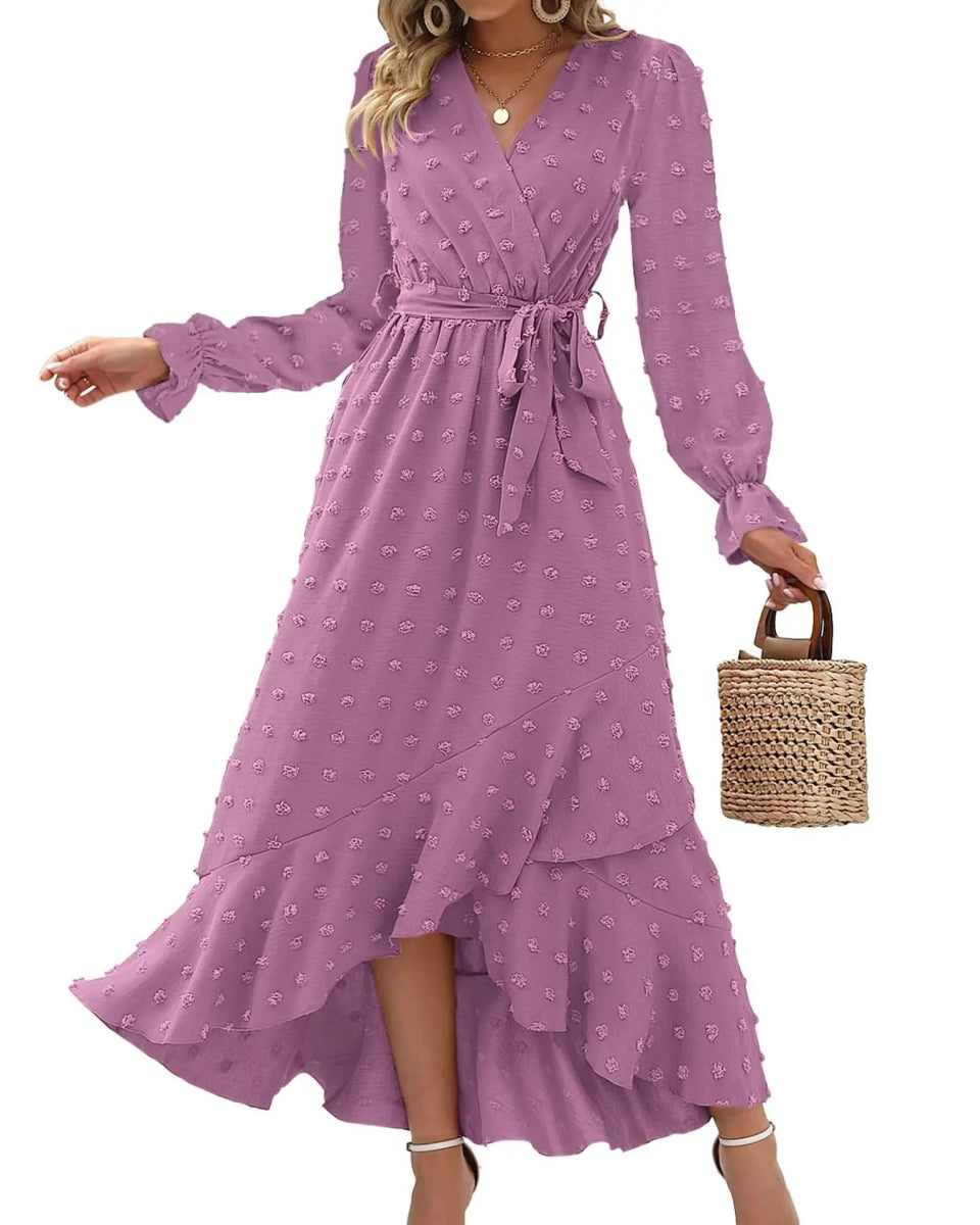 POWQUE URBAN STYLE Polka Dot Long Sleeve Summer Dress - POWQUE URBAN STYLE