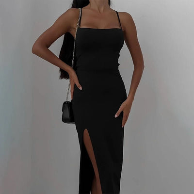 POWQUE Urban Style Sexy Split Summer Dress for Women - POWQUE URBAN STYLE