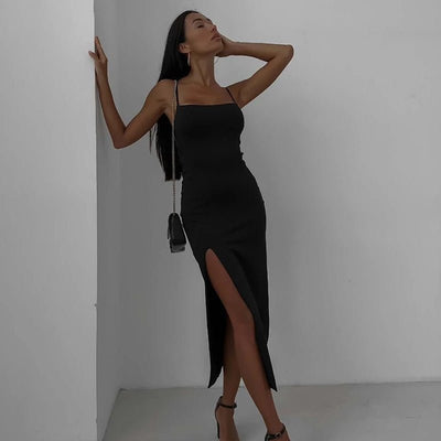 POWQUE Urban Style Sexy Split Summer Dress for Women - POWQUE URBAN STYLE