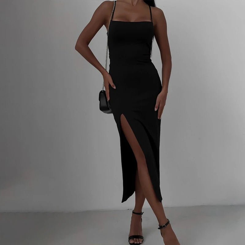 POWQUE Urban Style Sexy Split Summer Dress for Women - POWQUE URBAN STYLE
