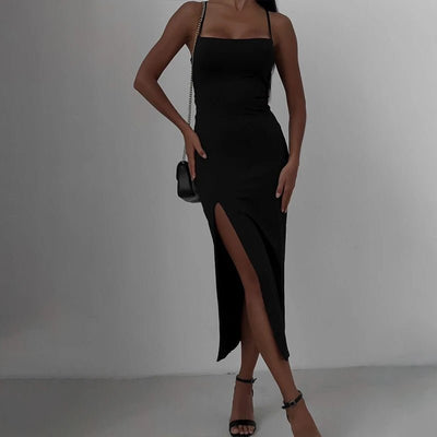 POWQUE Urban Style Sexy Split Summer Dress for Women - POWQUE URBAN STYLE