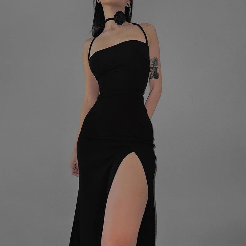 POWQUE Urban Style Sexy Split Summer Dress for Women - POWQUE URBAN STYLE
