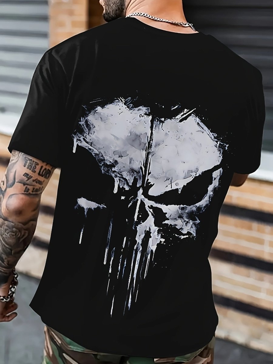 POWQUE URBAN STYLE Skull 3D Print Men's T-Shirt - POWQUE URBAN STYLE