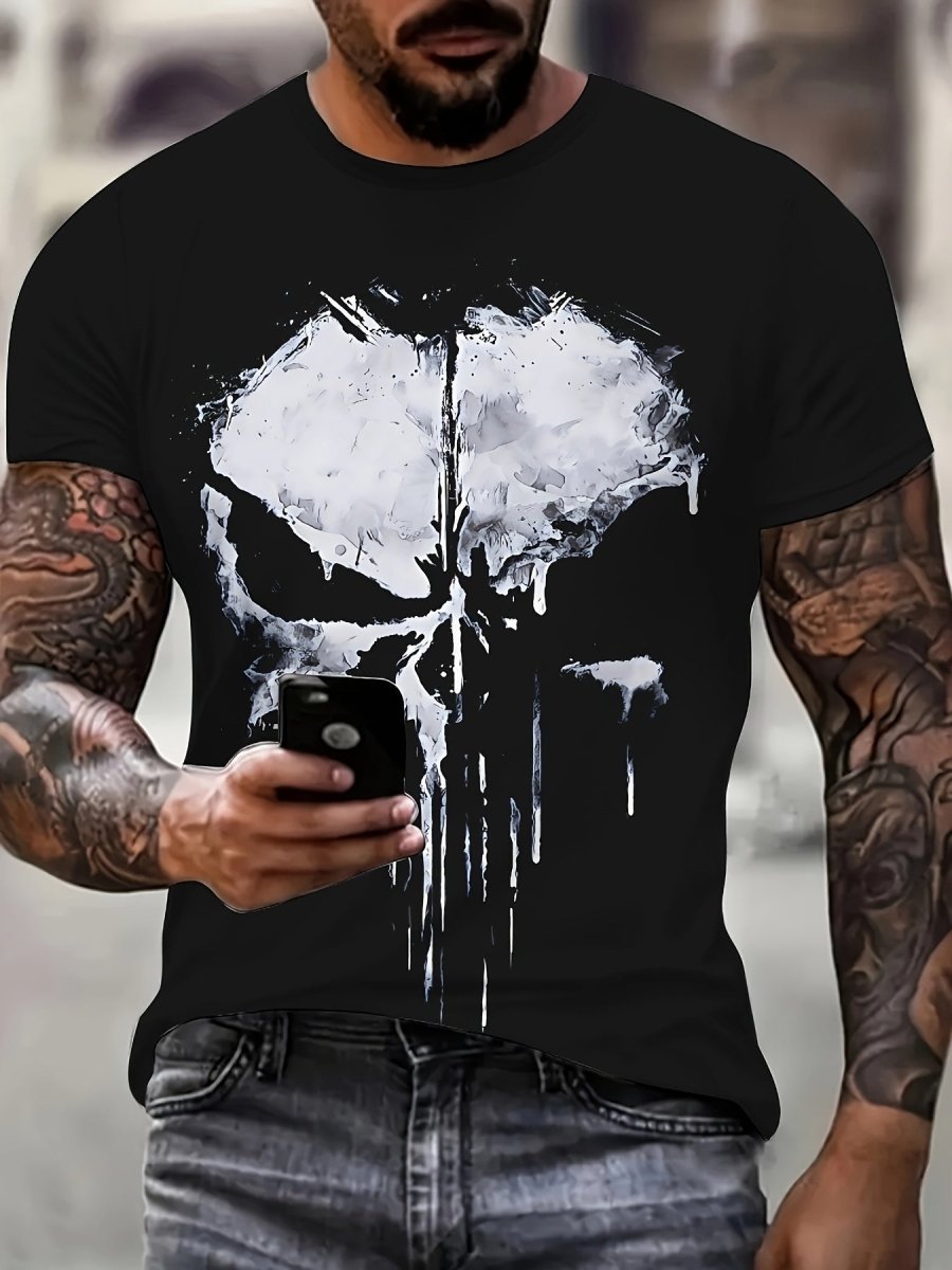 POWQUE URBAN STYLE Skull 3D Print Men's T-Shirt - POWQUE URBAN STYLE