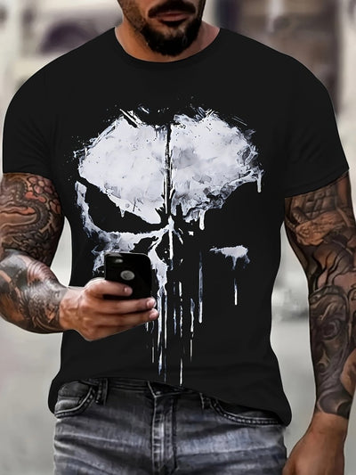 POWQUE URBAN STYLE Skull 3D Print Men's T-Shirt - POWQUE URBAN STYLE