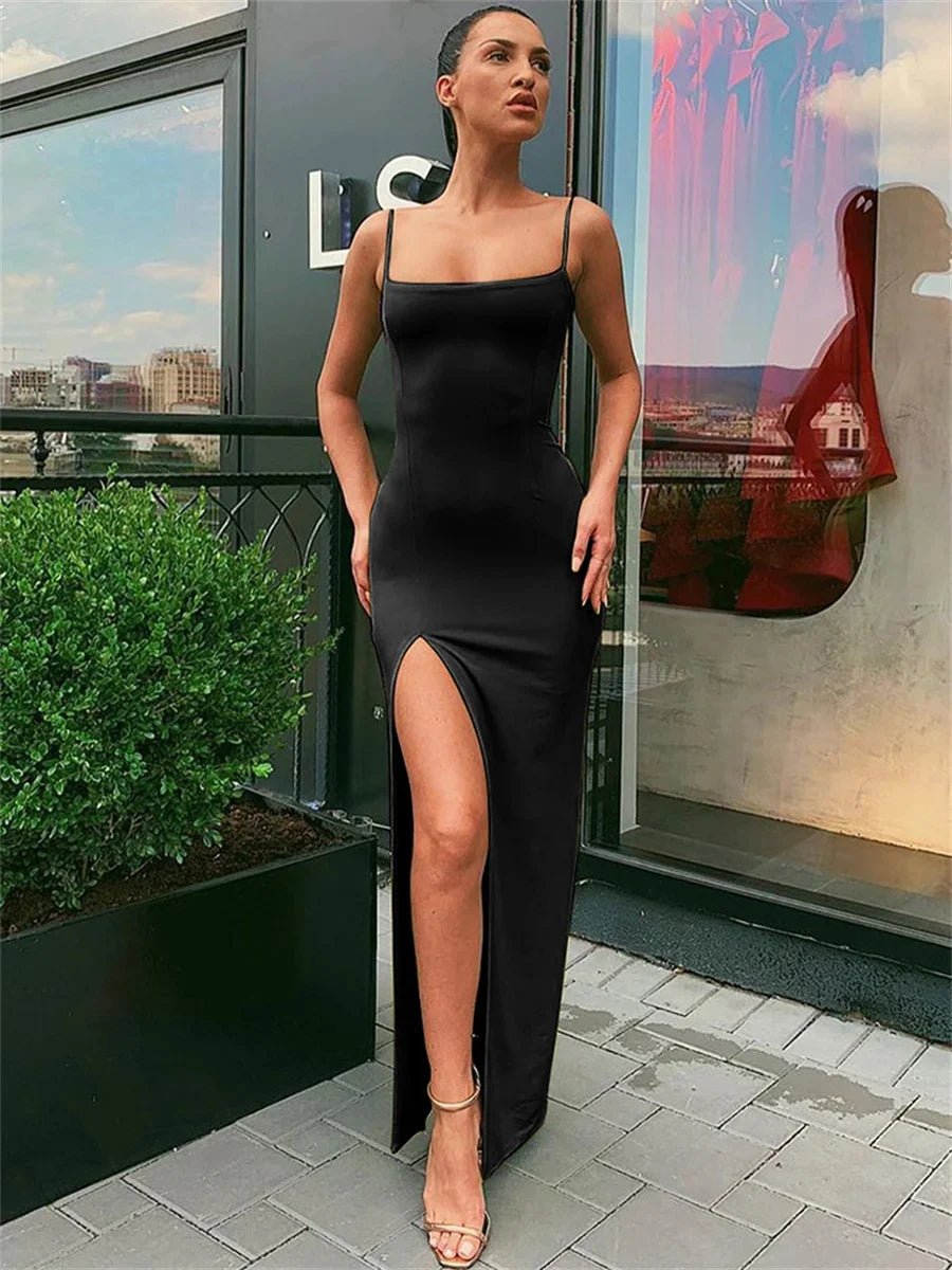 POWQUE URBAN STYLE Spaghetti Strap Bodycon Dress - POWQUE URBAN STYLE