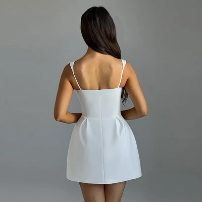 POWQUE URBAN STYLE Strapless Corset Mini Dress White - POWQUE URBAN STYLE