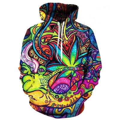 POWQUE Urban Style Weed Leaf Print Hoodie for Men - POWQUE URBAN STYLE