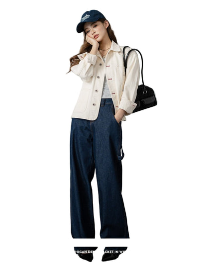 POWQUE URBAN STYLE White Denim Crop Shirt - POWQUE URBAN STYLE