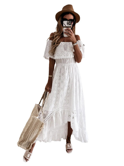 POWQUE URBAN STYLE White Maxi Dress for Summer - POWQUE URBAN STYLE